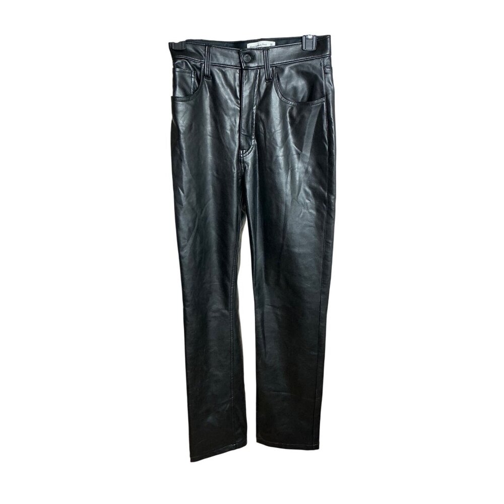 Abercrombie & Fitch Black Faux Leather Pants Y2K Womens Size 26/2